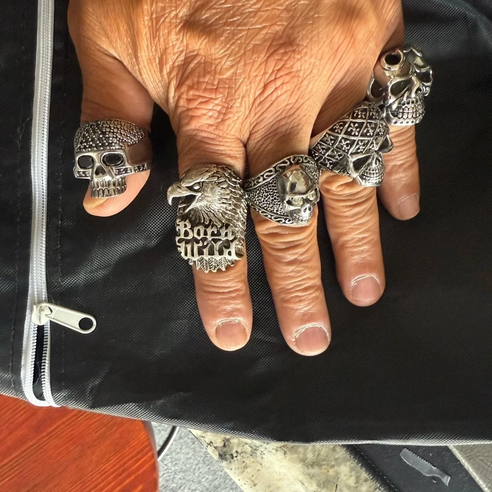 Stainless steel Biker Skull Ring Size 9 US